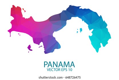 Low poly map of Panama. Colorful Polygonal shape on black background. Vector illustration eps 10.