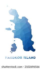 Low poly map of Pangkor Island. Pangkor Island polygonal map. Technology, internet, network concept. Vector illustration.