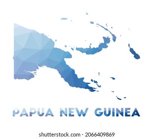 Low poly map of Papua New Guinea. Geometric illustration of the country. Papua New Guinea polygonal map. Technology, internet, network concept. Vector illustration.