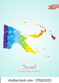 Low Poly map of Papua New Guinea isolated. Vector version