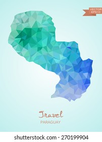 Low Poly map of Paraguay isolated. Vector version