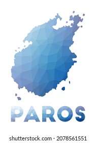 Low poly map of Paros. Geometric illustration of the island. Paros polygonal map. Technology, internet, network concept. Vector illustration.