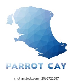Low poly map of Parrot Cay. Geometric illustration of the island. Parrot Cay polygonal map. Technology, internet, network concept. Vector illustration.