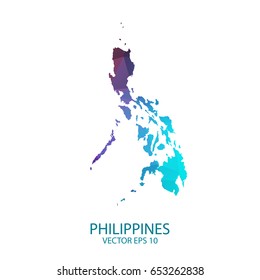Low poly map of Philippines. Colorful Polygonal shape on black background - vector illustration eps 10.