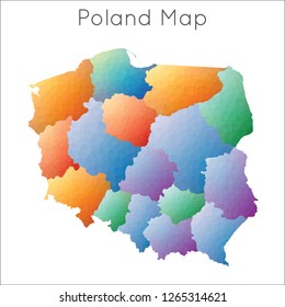 Low Poly map of Poland. Poland geometric polygonal, mosaic style map.