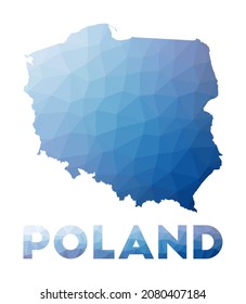 Low poly map of Poland. Geometric illustration of the country. Poland polygonal map. Technology, internet, network concept. Vector illustration.