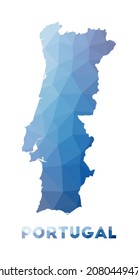 Low poly map of Portugal. Geometric illustration of the country. Portugal polygonal map. Technology, internet, network concept. Vector illustration.