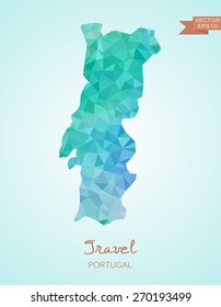 Low Poly map of Portugal isolated. Vector version