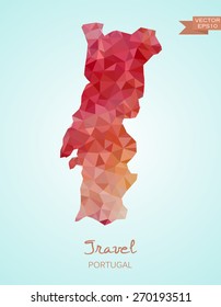 Low Poly map of Portugal isolated. Vector version