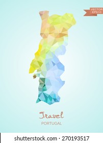 Low Poly map of Portugal isolated. Vector version