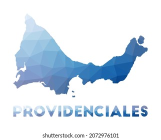 Low poly map of Providenciales. Geometric illustration of the island. Providenciales polygonal map. Technology, internet, network concept. Vector illustration.