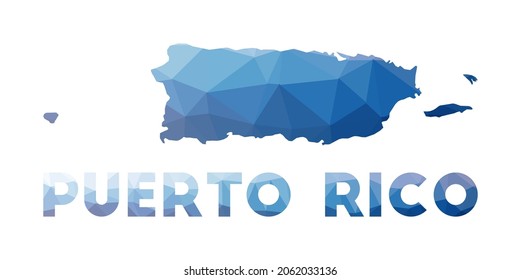 Low poly map of Puerto Rico. Geometric illustration of the country. Puerto Rico polygonal map. Technology, internet, network concept. Vector illustration.