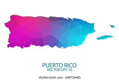 Low poly map of Puerto Rico. Colorful Polygonal shape on black background. Vector illustration eps 10.