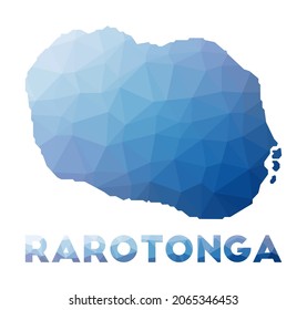 Mapa de polos bajo de Rarotonga. Ilustración geométrica de la isla. Mapa poligonal de Rarotonga. Tecnología, Internet, concepto de red. Ilustración vectorial.