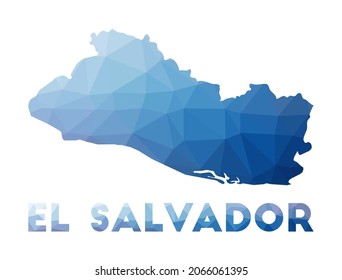 Mapa de polos bajo de la República de El Salvador. Ilustración geométrica del país. Mapa poligonal de la República de El Salvador. Tecnología, Internet, concepto de red. Ilustración vectorial.