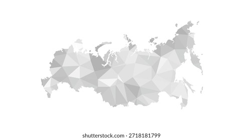 Mapa de baja poli de Rusia de fondo blanco