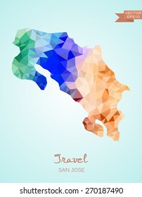 Low Poly map of San Jose isolated. Vector version