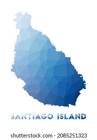 Low poly map of Santiago Island. Santiago Island polygonal map. Technology, internet, network concept. Vector illustration.