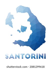 Low poly map of Santorini. Geometric illustration of the island. Santorini polygonal map. Technology, internet, network concept. Vector illustration.
