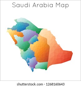 Low Poly map of Saudi Arabia. Saudi Arabia geometric polygonal, mosaic style map.