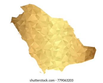 Low poly map of Saudi Arabia. Gold Polygon. Vector illustration eps 10.