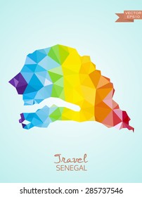 Low poly map of Senegal isolated on background. Vector version 