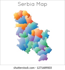 Low Poly map of Serbia. Serbia geometric polygonal, mosaic style map.