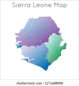 Low Poly map of Sierra Leone. Sierra Leone geometric polygonal, mosaic style map.