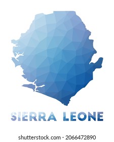 Low poly map of Sierra Leone. Geometric illustration of the country. Sierra Leone polygonal map. Technology, internet, network concept. Vector illustration.