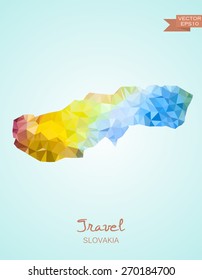 Low Poly map of Slovakia isolated. Vector version