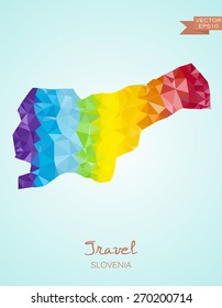 Low Poly map of Slovenia isolated. Vector version