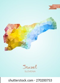 Low Poly map of Slovenia isolated. Vector version