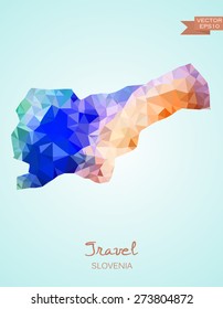 Low Poly map of Slovenia isolated. Vector version