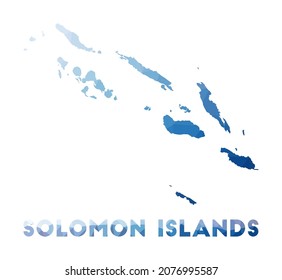 Mapa bajo de poli de las Islas Salomón. Ilustración geométrica del país. Mapa poligonal de las Islas Salomón. Tecnología, Internet, concepto de red. Ilustración vectorial.