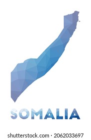 Low poly map of Somalia. Geometric illustration of the country. Somalia polygonal map. Technology, internet, network concept. Vector illustration.