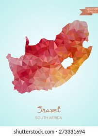 Low Poly map of South Africa isolated. Vector version