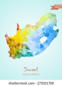 Low Poly map of South Africa isolated. Vector version
