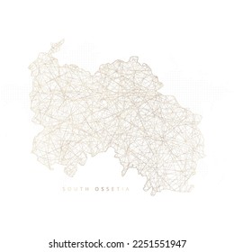 Mapa de baja polilla de Osetia del Sur. Mazo de cables polígono dorado. Vector de brillo con partículas de oro sobre fondo blanco. Ilustración vectorial eps 10.