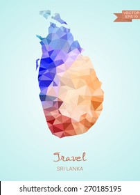 Low Poly map of Sri Lanka isolated. Vector version