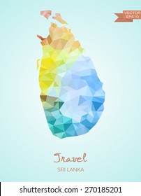 Low Poly map of Sri Lanka isolated. Vector version
