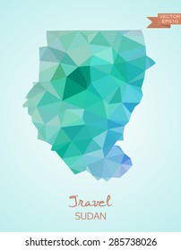 Low Poly map of Sudan isolated on background. Vector version 
