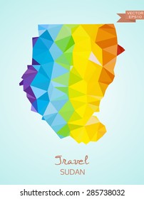 Low Poly map of Sudan isolated on background. Vector version 