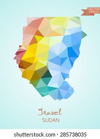 Low Poly map of Sudan isolated on background. Vector version 