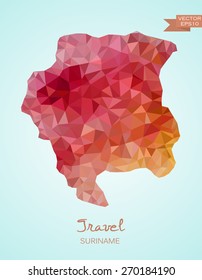 Low Poly map of Suriname isolated. Vector version
