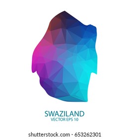 Low poly map of Swaziland. Colorful Polygonal shape on black background - vector illustration eps 10.
