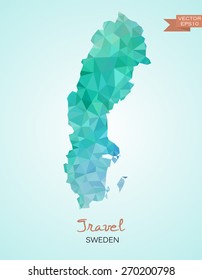 Low Poly map of Sweden isolated. Vector version