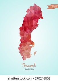 Low Poly map of Sweden isolated. Vector version