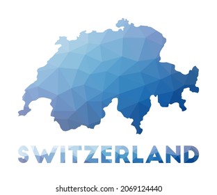 Mapa bajo de polícia de Suiza. Ilustración geométrica del país. Mapa poligonal de Suiza. Tecnología, Internet, concepto de red. Ilustración vectorial.