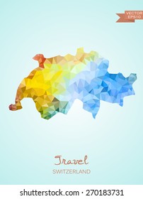 Low Poly map of Switzerland isolated. Vector version
