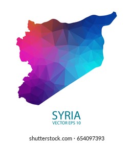 Low poly map of Syria. Colorful Polygonal shape on black background - vector illustration eps 10.